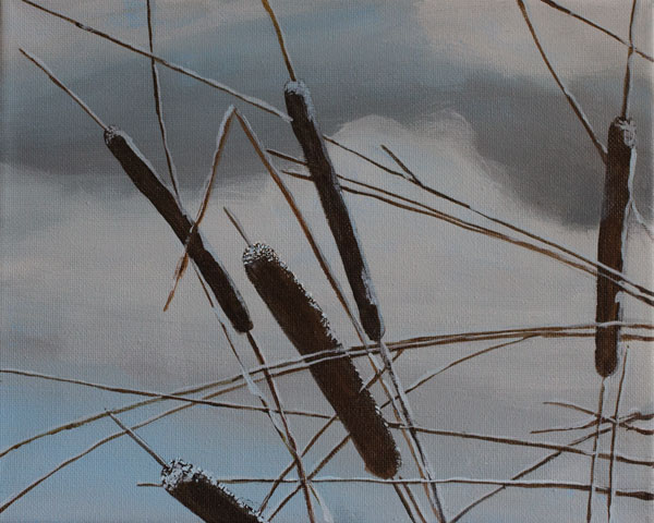 painting of cattails